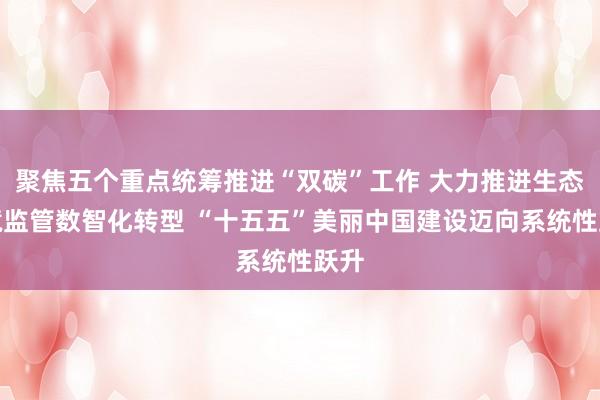 聚焦五个重点统筹推进“双碳”工作 大力推进生态环境监管数智化转型 “十五五”美丽中国建设迈向系统性跃升