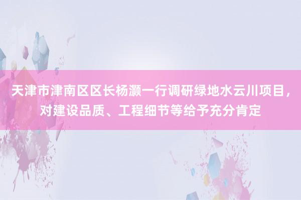 天津市津南区区长杨灏一行调研绿地水云川项目,对建设品质、工程细节等给予充分肯定