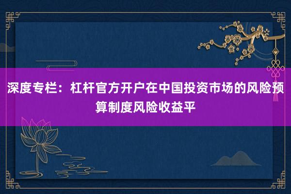深度专栏：杠杆官方开户在中国投资市场的风险预算制度风险收益平