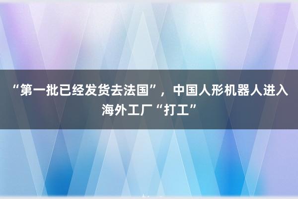 “第一批已经发货去法国”，中国人形机器人进入海外工厂“打工”
