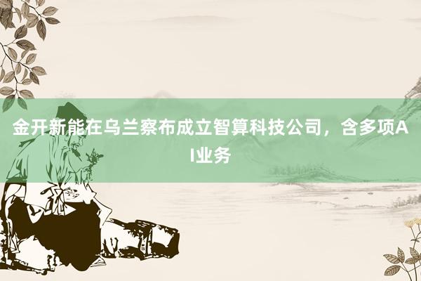金开新能在乌兰察布成立智算科技公司，含多项AI业务