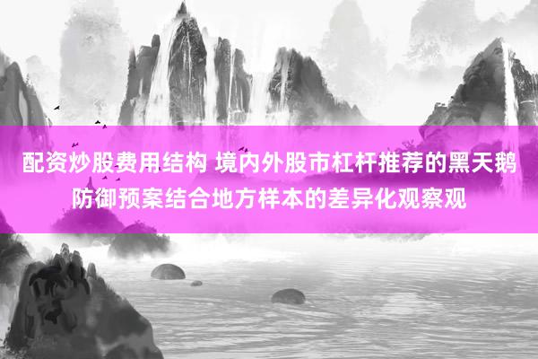 配资炒股费用结构 境内外股市杠杆推荐的黑天鹅防御预案结合地方样本的差异化观察观