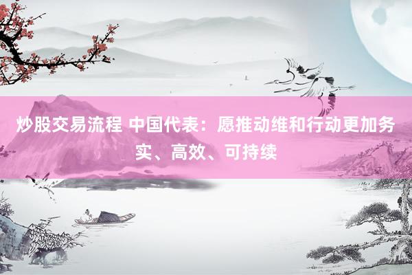 炒股交易流程 中国代表:愿推动维和行动更加务实、高效、可持续